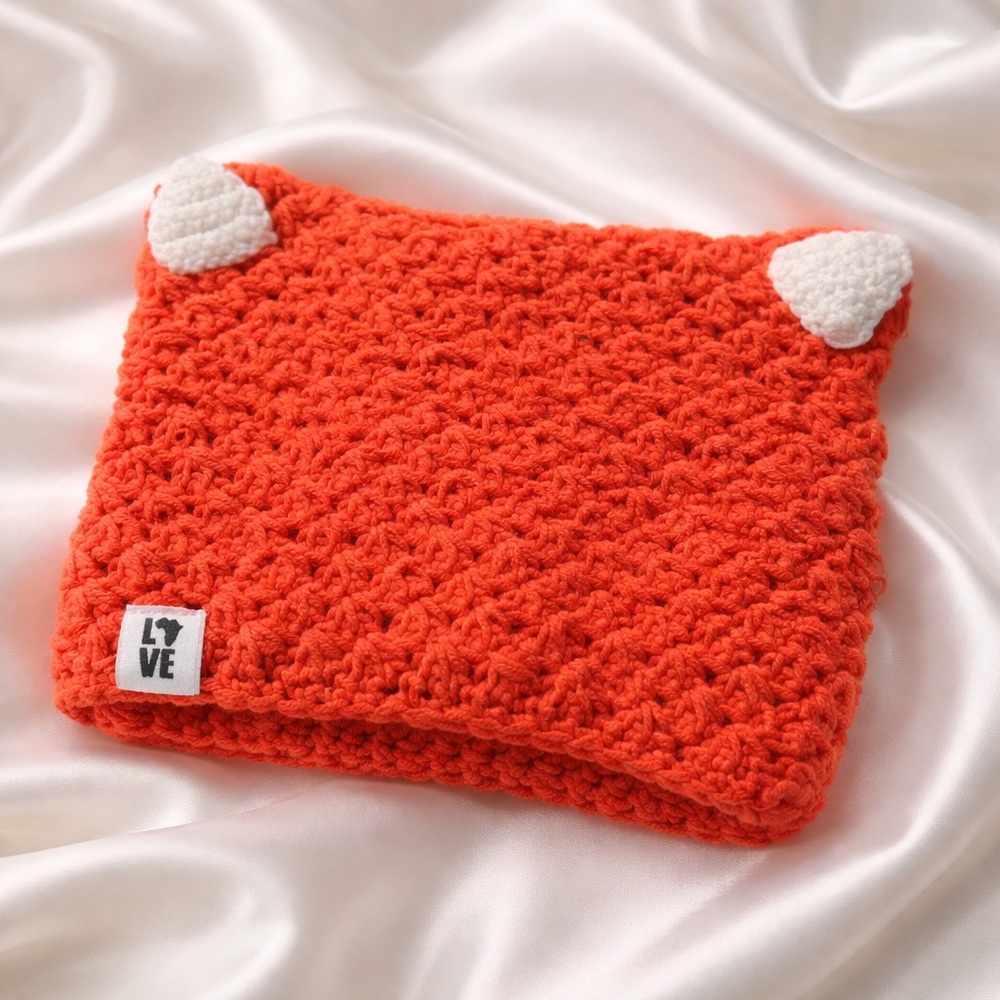 Krochet Kids NWT Orange Handmade Knitted Kids Beanie - kitten